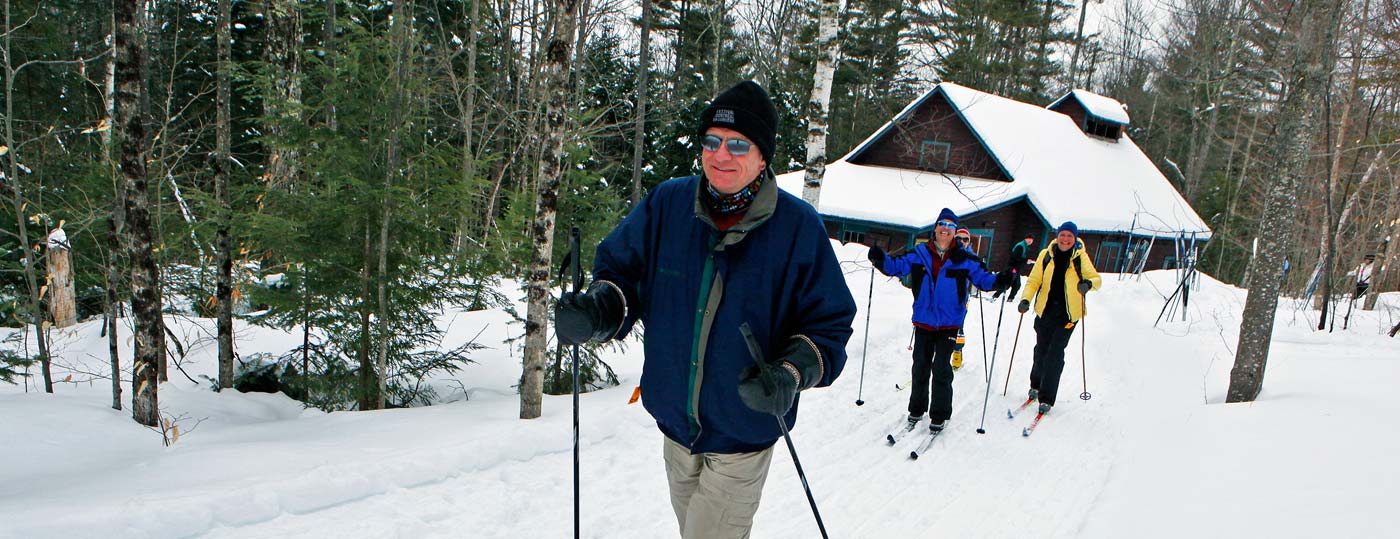 Guests enjoy the nation's top nordic ski center at Garnet Hill in the Adirondacks