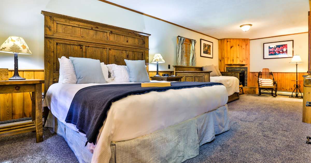 interior of accommodations at garnet hill lodge with two beds