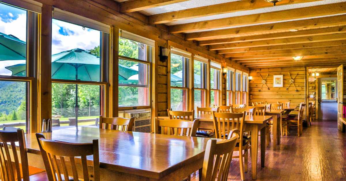 dining room in rustic restaurant