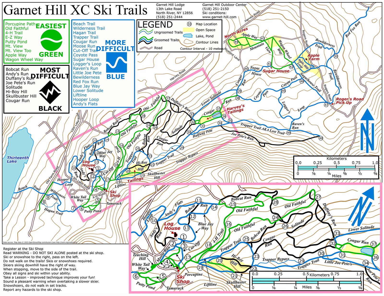 Garnet Hill Cross Country Skiing Trail Map
