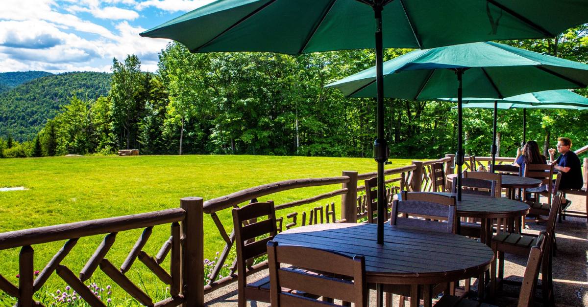 patio dining area with view
