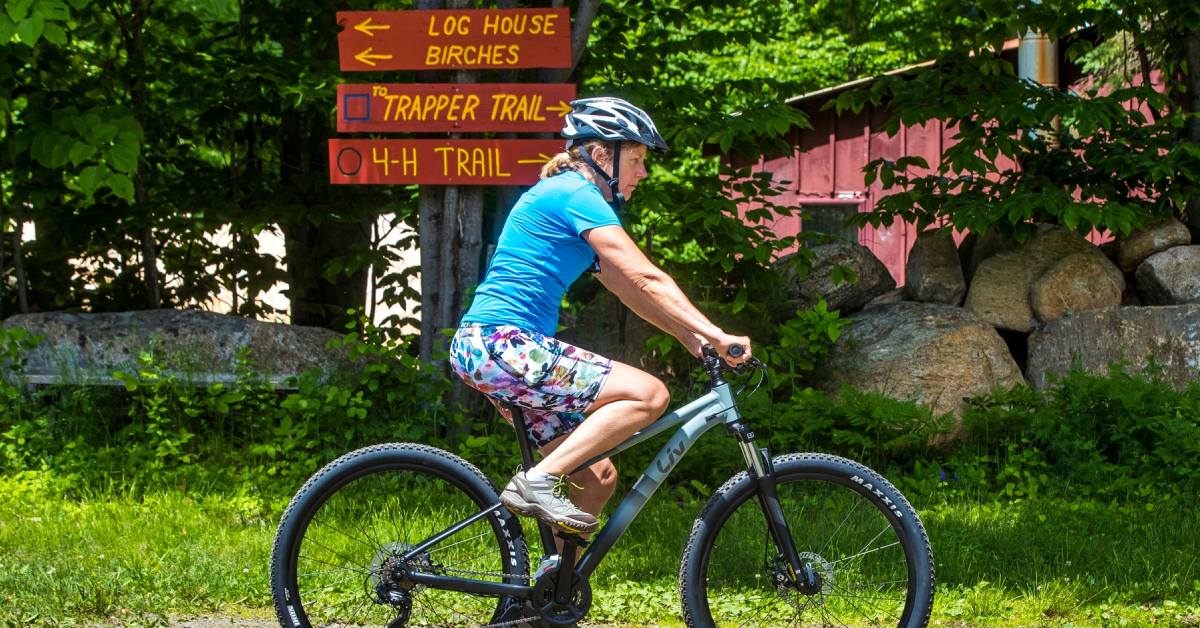 woman rides bike