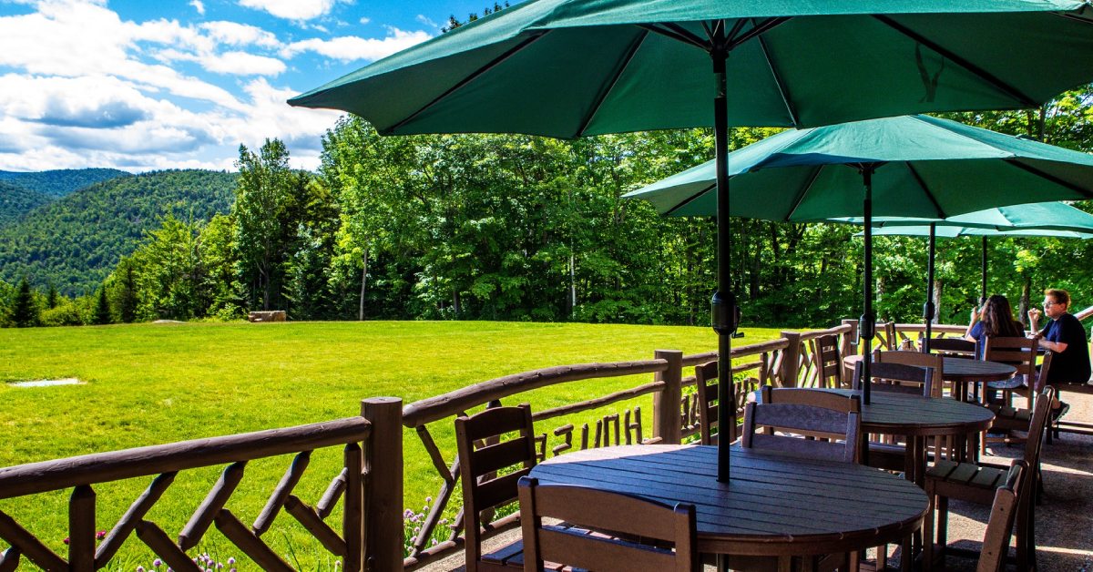 patio with adirondack views