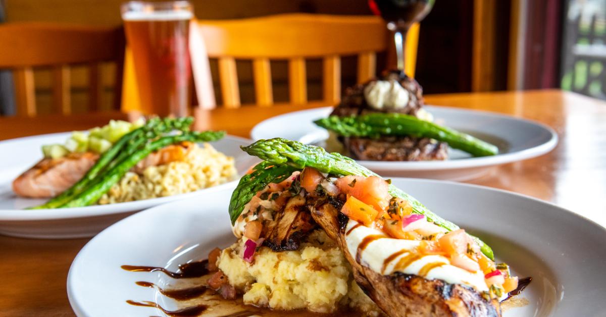 three plates of food from the log house restaurant